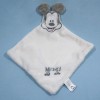Mickey DISNEY Cartoon Club doudou carré plat blanc et gris voitures