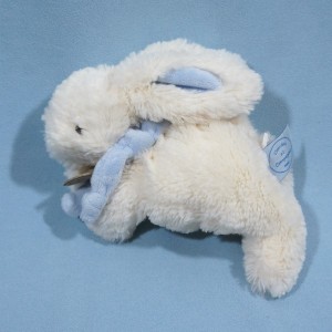 Lapin DOUDOU ET COMPAGNIE "Bonbon" blanc et bleu