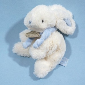 Lapin DOUDOU ET COMPAGNIE "Bonbon" blanc et bleu