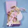 Lapin Lila DOUDOU ET COMPAGNIE attache tétine rose