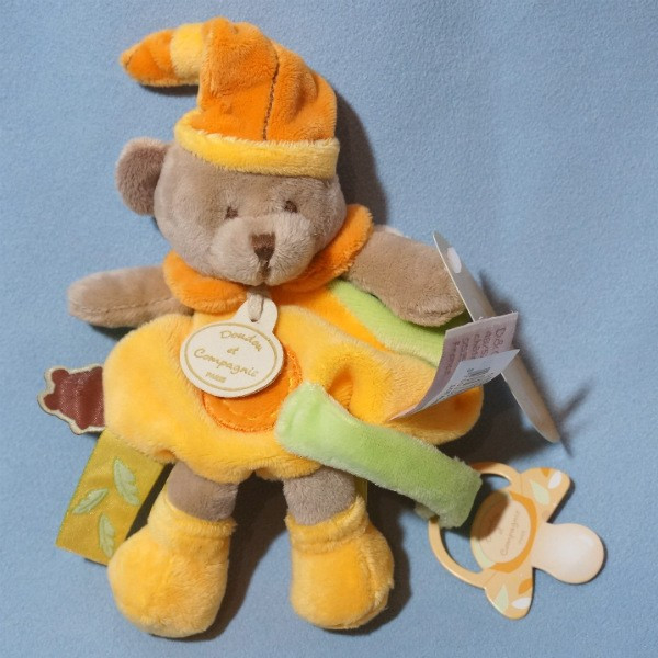 Ours DOUDOU ET COMPAGNIE Support tétine Jaune