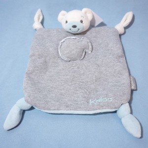 Ours KALOO doudou plat gris et bleu