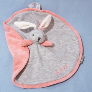 Lapin KALOO Zen doudou rond plat gris et rose
