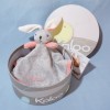 Lapin KALOO Zen doudou rond plat gris et rose