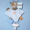 Rhinocéros NATTOU doudou carré plat  bleu avion orange