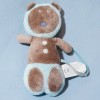 Ours OBAIBI doudou marron beige et bleu