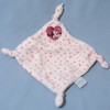 Doudou Minnie DISNEY Carré plat blanc coeur rose étoiles
