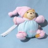Ours KALOO doudou boule bleu et rose attache tétine