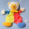 Ours BABYSUN doudou corps plat vert rose bleu et jaune