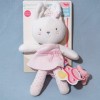 Lapin SUCRE D'ORGE sos doudou rose attache tétine