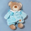 Doudou Ours TEX beige vêtement bleu fleur