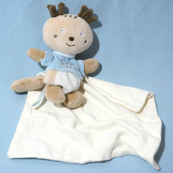 Renne SUCRE D'ORGE doudou Cajou beige et bleu