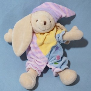 Lapin CMP sos doudou rose jaune et bleu