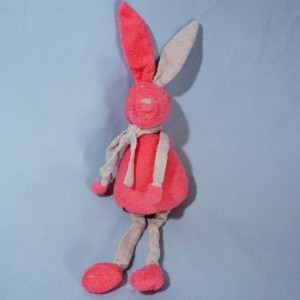 Lapin BOUT'CHOU doudou rose et gris étoiles