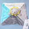 Lion OBAIBI doudou carré plat bleu et gris couronne jaune NEUF