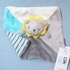 Lion OBAIBI doudou carré plat bleu et gris couronne jaune NEUF