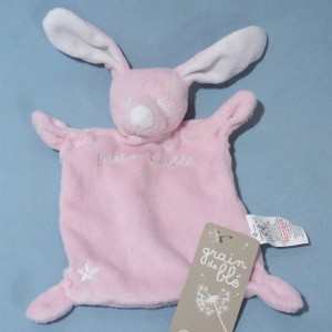 Lapin GRAIN DE BLE doudou plat rose