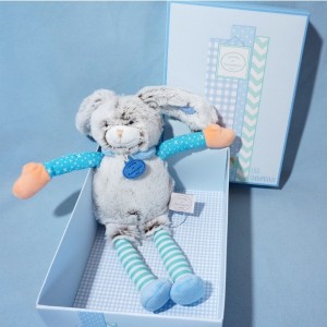 Lapin DOUDOU ET COMPAGNIE Collection Les Choupidoux marron et bleu