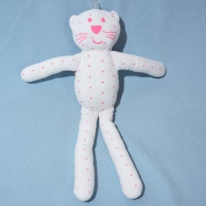 Chat BOUT'CHOU doudou blanc étoiles rose