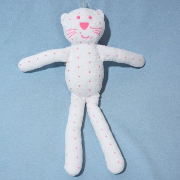 Chat BOUT'CHOU doudou blanc étoiles rose