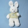Lapin TEX CARREFOUR doudou blanc t-shirt rayé vert et gris