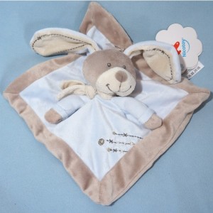Lapin NICOTOY doudou bleu et beige