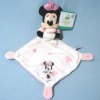 Doudou Minnie DISNEY Carré plat blanc coeur rose étoiles