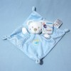Ours MOTS D'ENFANTS sos doudou carré plat bleu et gris