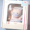 Ours SUCRE D'ORGE doudou Cajou beige et bleu mouchoir blanc