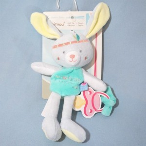 Lapin SUCRE D'ORGE doudou indien attache tétine