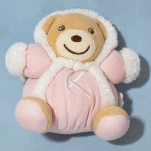 Ours KALOO doudou boule rose et blanc