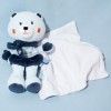 Ours SUCRE D'ORGE doudou Cajou bleu mouchoir blanc