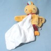 Poule SUCRE D'ORGE doudou Cajou orange, mouchoir blanc