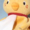 Poule SUCRE D'ORGE doudou Cajou orange, mouchoir blanc