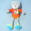 Chat MOTS D'ENFANTS doudou gris rouge orange écharpe verte