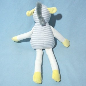 Zèbre OBAIBI doudou peluche rayé gris et blanc