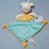 Girafe MOTS D'ENFANTS doudou plat jaune et bleu