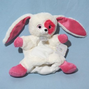 Lapin OH! STUDIO sos doudou marionnette Miniz rose et blanc
