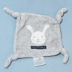 Doudou GEMO carré plat gris Mon p'tit lapin