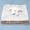 Mouton OBAIBI doudou carré plat blanc, spirales marron