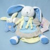 Lapin DOUDOU ET COMPAGNIE marionnette avec son bébé bleu