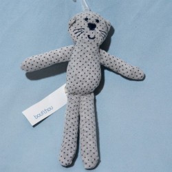 Chat BOUT'CHOU sos doudou gris étoiles bleu