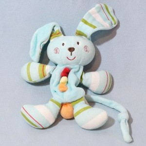 Lapin SUCRE D'ORGE sos doudou bleu attache tétine