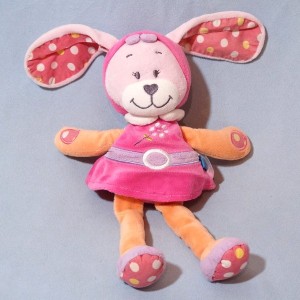 Lapin TEX CARREFOUR sos doudou orange  rose robe 