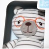 Ours SUCRE D'ORGE sos doudou peluche rayé beige lunettes