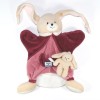 DOUDOU ET COMPAGNIE Lapin marionnette rose framboise avec son bébé
