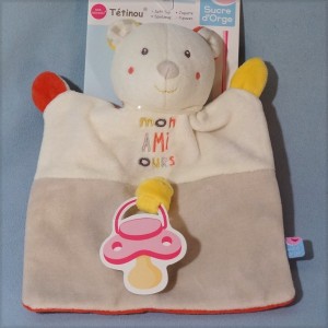 Ours SUCRE D'ORGE sos doudou Tétinou beige