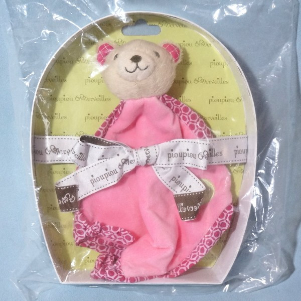 Ours PIOUPIOU & MERVEILLES doudou plat rose