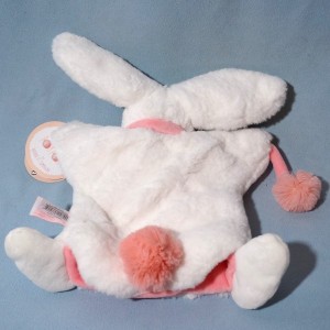 Lapin DOUDOU ET COMPAGNIE "Pompon" blanc et rose marionnette