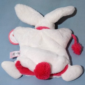 Lapin DOUDOU ET COMPAGNIE "Pompon" blanc et rose marionnette